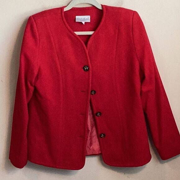 Ozibiz Australia Cashmere Blend Vtg Red Blazer 12 - Picture 1 of 8
